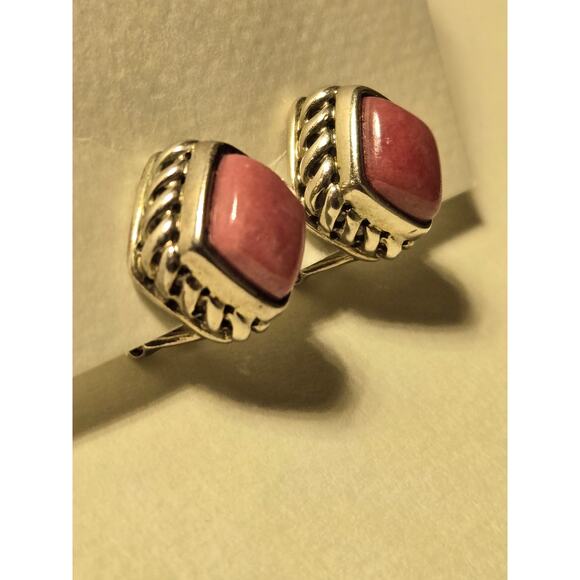 Vintage Rhodonite Sterling Silver Earrings - Picture 4 of 8
